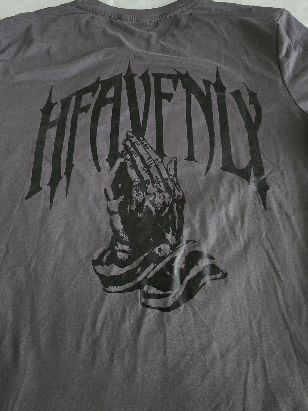 Men's Short Sleeve Graphic Tee in Charcoal with 'HEAVENLY' Print